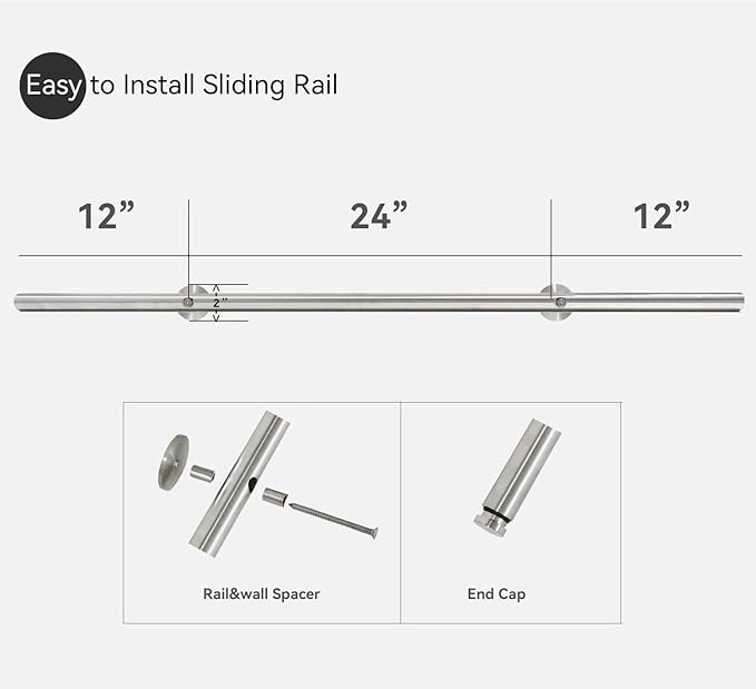 DIYHD 8FT Stainless Steel Sliding Library Ladder Hardware Kit, Bottom Wheel with Brake,300 lbs Capacity, Satin Finish (No Ladder)