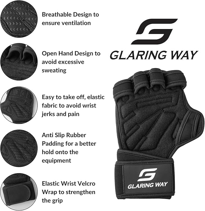 Neoprene Padded Weight Lifting Gloves for Men and Women - Ventilated Workout Gloves for Athletes Gym Sessions Cycling Tracking & Sports with Full Palm Protection
