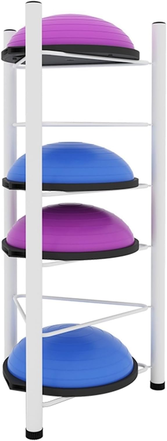 Exercise Half Balance Ball Storage Rack - Home Gym Workout Equipment 3/5/6/7 Tier Floor Stand Storage Organizer for Bosu Slam Bowling Medicine Balls(White,6 Layer - 63in)
