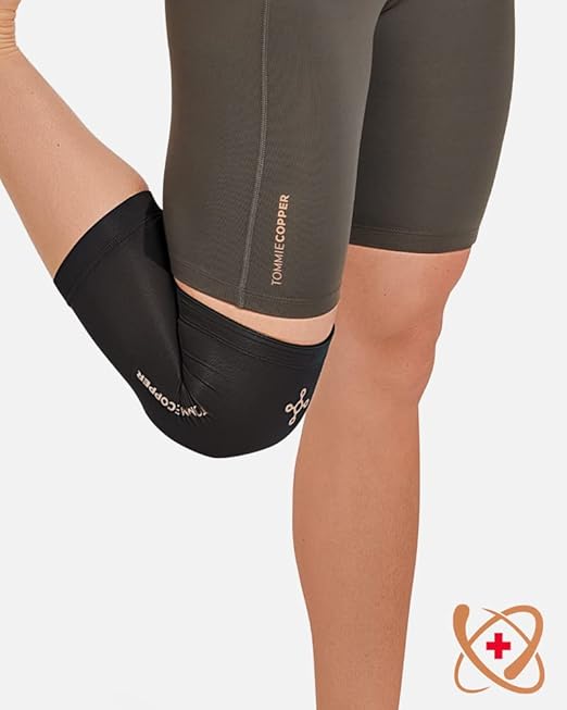 Tommie Copper Core Compression Infrared Knee Sleeve, Unisex, Men & Women, 4D Stretch Infrared Infused, Self-Warming Sleeve for Muscle Support & Stability - Black - X-Large