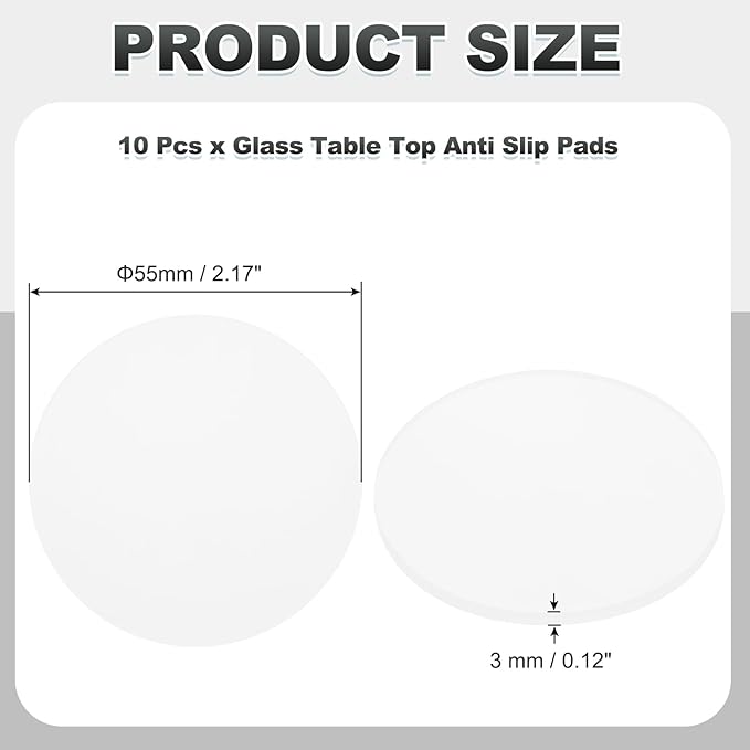 PATIKIL Glass Table Top Anti Slip Pads, 10Pcs 55mm Dia x 3mm Thick Clear Glasses Tables Silicone Bumper Pad for Photo Frame Furniture Kitchen Cabinets DIY Home Craft, White