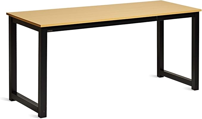 Decoholic 63 Inch Computer Desk, Home & Office PC Laptop Study Writing Table Workstation with Leg Bars, Modern Simple Industrial Style,Oak