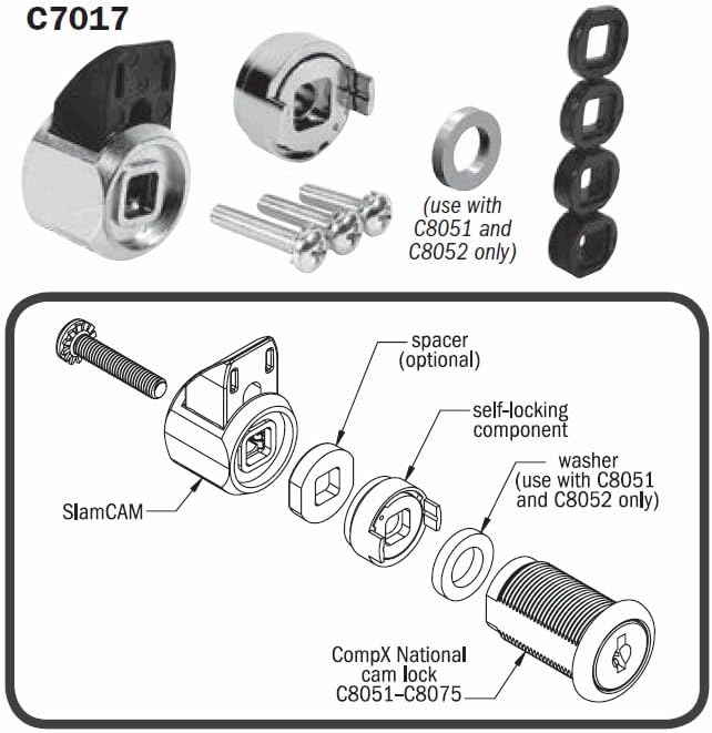 CompX National Disc Tumbler 1-3/16" Cam Lock - Keyed Different - Master Keyed C8073-MKKD-14A