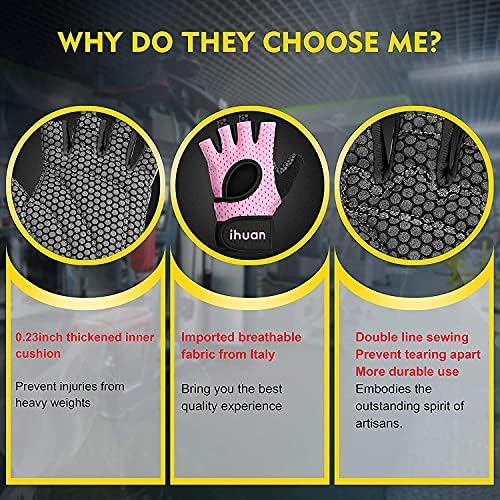 ihuan Breathable Weight Lifting Workout Gym Gloves: Fingerless Exercise Wrist Support | Enhance Palm Protection | Extra Grip for Fitness |Training | Rowing | Pull-ups