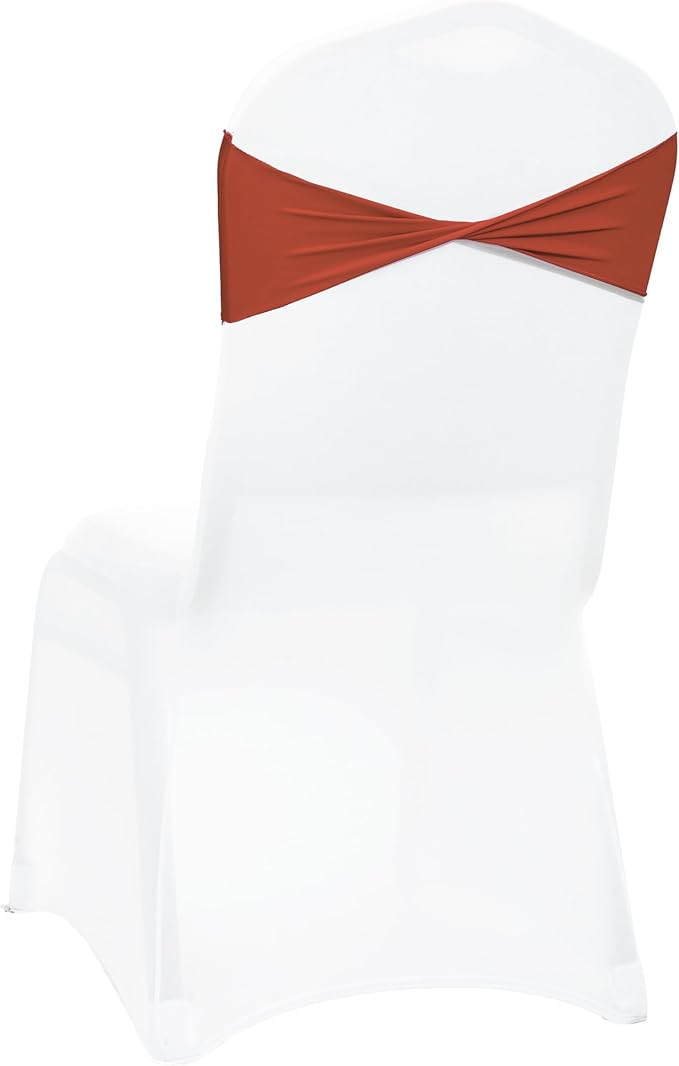 VDS Pack of 250 PCS | Terracotta | Spandex Chair Sashes Bows Without Buckle | Stretch Elastic Banquet Universal Folding Chair Band Tie with for Wedding Party Conference Celebration Event Decoration
