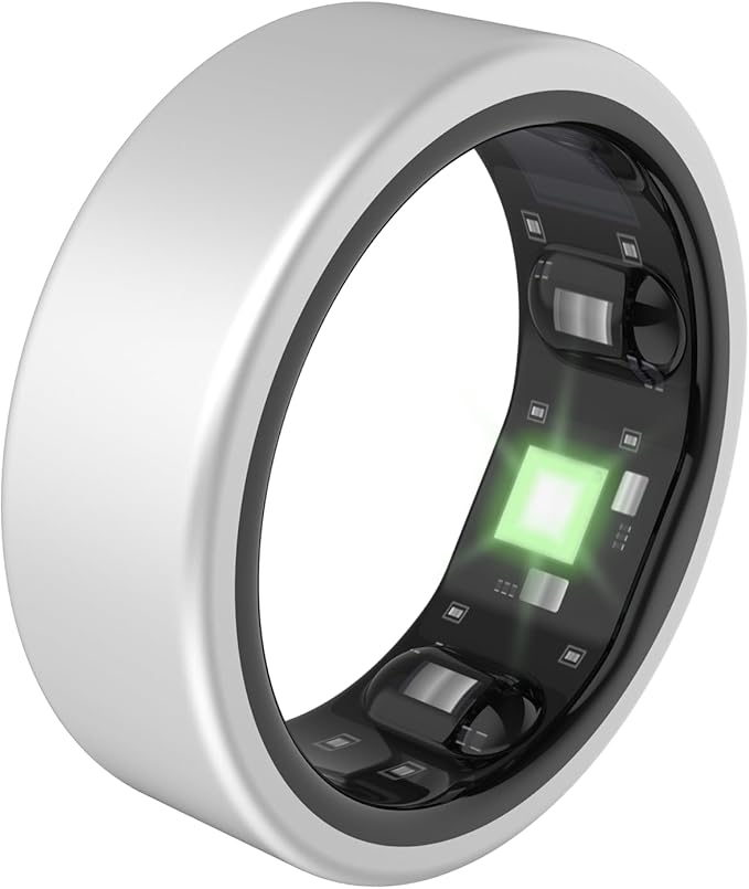 QALO QRNT Smart Ring – Snug Fit – Size Up – Water-Resistant Titanium Fitness Tracker, Tracking for Sleep, Steps, HRV, SpO2 – No Subscription, iOS Android App – Includes 2 Silicone Covers (Silver, 11)