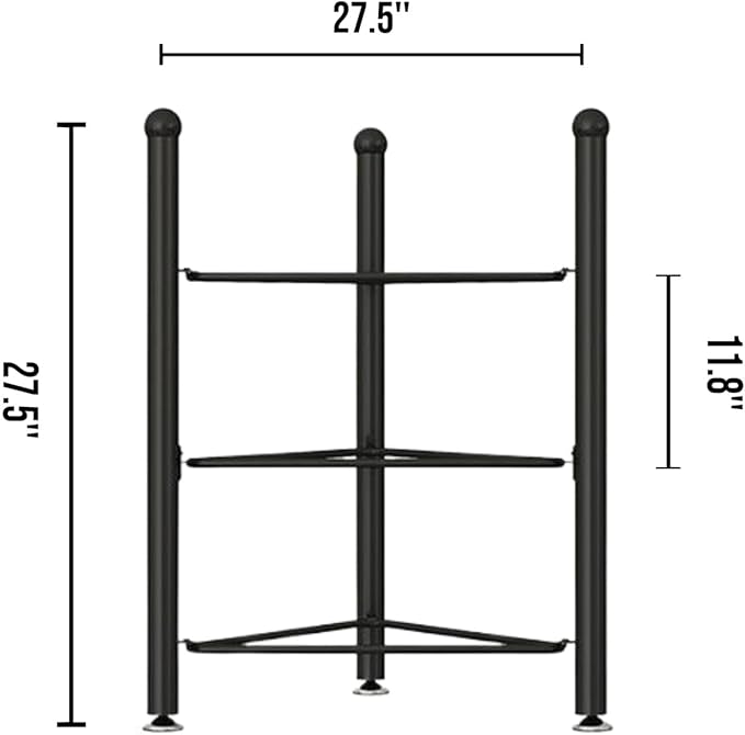 Sturdy Metal 3-Tier Storage Rack, 27.5In Floor Stand Organizer for Bosu, Balance, Slam, Bowling, Medicine Balls in Home Gym and Yoga Studio