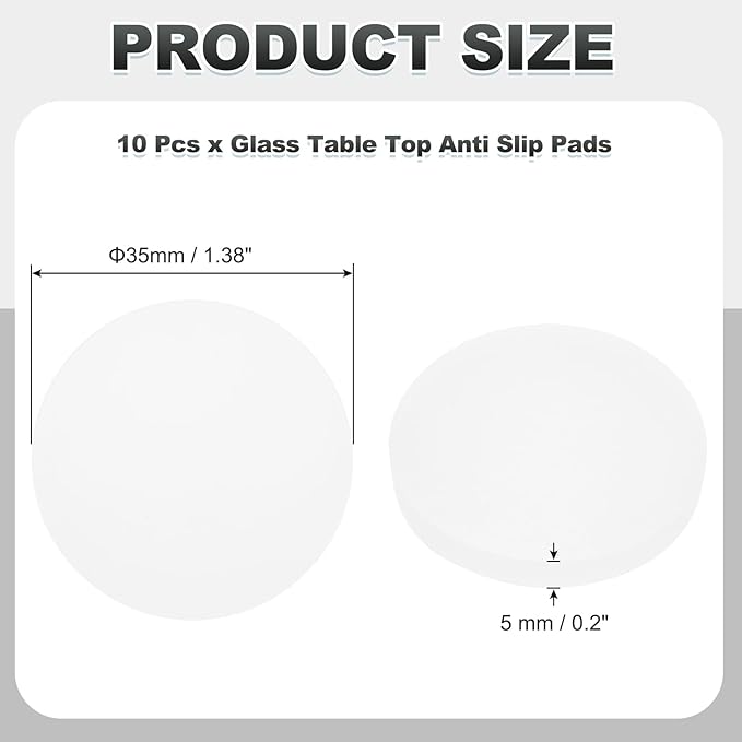 PATIKIL Glass Table Top Anti Slip Pads, 10Pcs 35mm Dia x 5mm Thick Clear Glasses Tables Silicone Bumper Pad for Photo Frame Furniture Kitchen Cabinets DIY Home Craft, White
