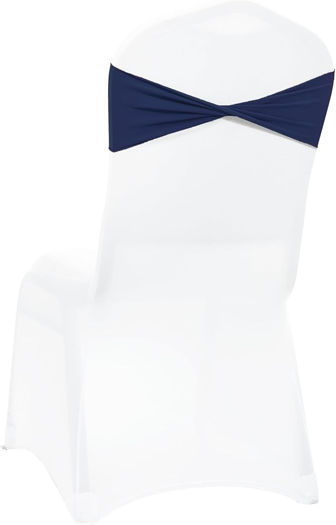 VDS Pack of 300 PCS | Navy Blue | Spandex Chair Sashes Bows Without Buckle | Stretch Elastic Banquet Universal Folding Chair Band Tie with for Wedding Party Conference Celebration Event Decoration
