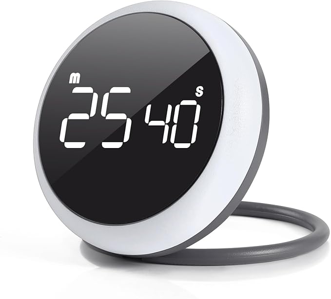 White Quick Que Kitchen Timers, Visual timers Large LED Display Magnetic Countdown Countup Timer for Classroom Cooking Fitness Baking Studying Teaching, Easy for Kids and Seniors (White)
