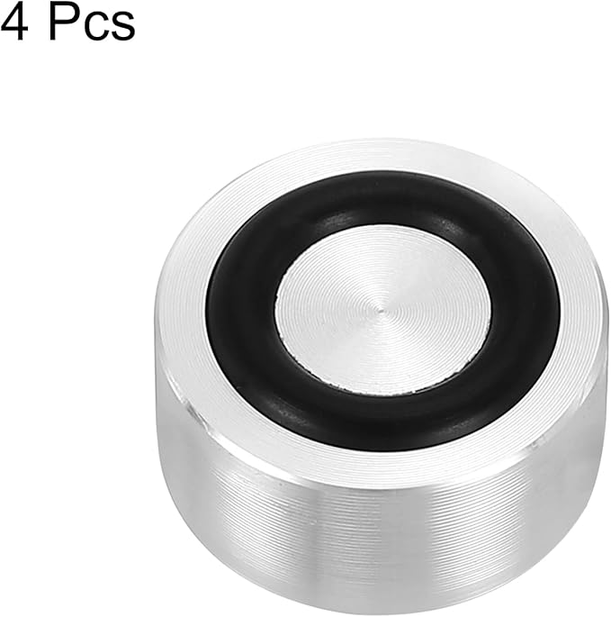 uxcell M8 Thread 20mm / 0.8" Dia 12mm Thick Aluminum Circle Disc Glass Top Adapter 4pcs Round Solid Table Feet Pad Plate Hardware with Anti-Slip Rubber Ring