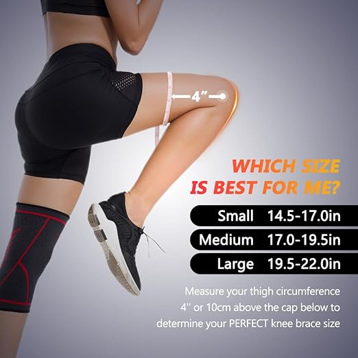 Knee Compression Sleeve,Knee Sleeves for Weightlifting,Knee Braces Runners, Basketball, Weightlifting, Gym, Workout (Large,2 Pack)