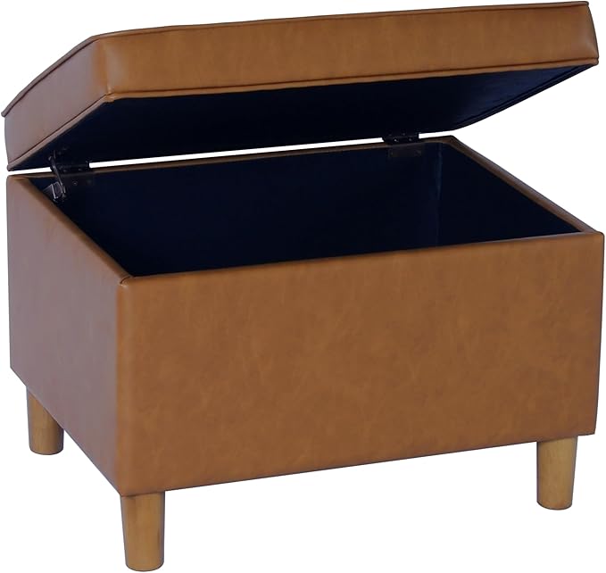 Home Decor | Dinah Collection Modern Storage Ottoman | Ottoman with Storage for Living Room & Bedroom(Carmel Faux Leather)