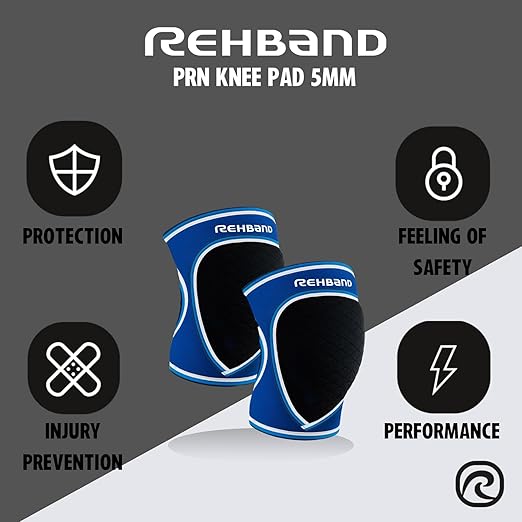 Rehband Knee Pads for Volleyball, Handball & Indoor Sports, Neoprene Knee Sleeve Protector, Comfortable & Snug Fit, Shock-absorbing Sports Knee Pads Unisex, Colour:Blue - 1 Pair, Size:Small