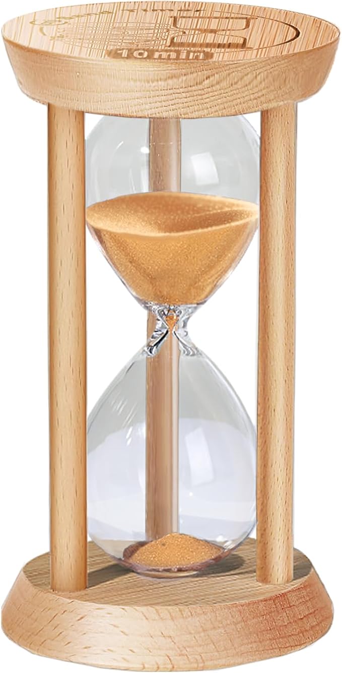Wooden Sand Timer,Small 10 Minute Hourglass Sand Clock, Reloj De Arena, Hour Glass Sandglass for Home, Office, Decorative, Game, Classroom