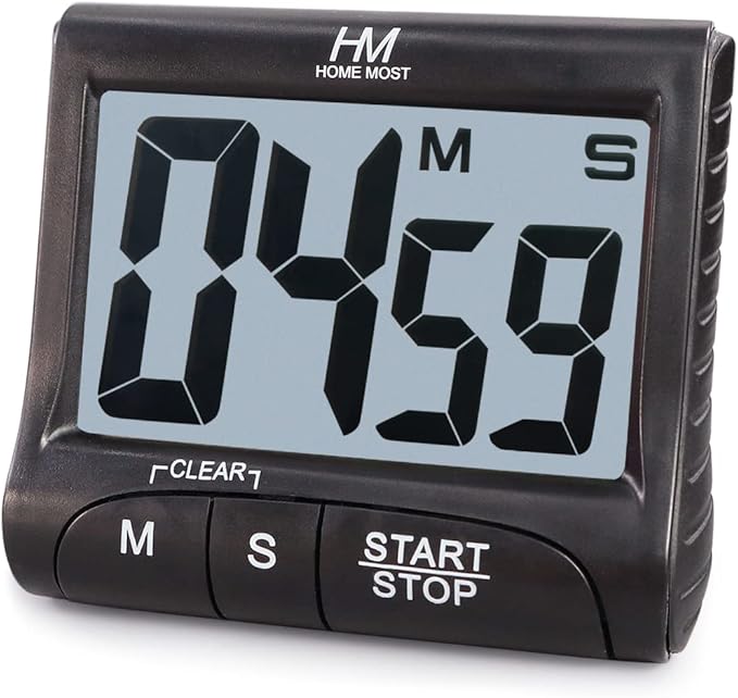 3" Large Display Kitchen Timer - Digital Timer Magnetic Back Loud Alarm On A Rope- Black Cooking Timers For Kitchen Teachers Students Games Kids Meetings -Sports Timers For Workouts Exercise