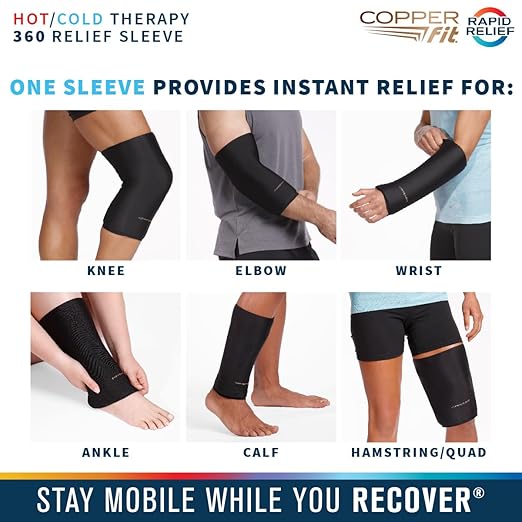 Copper Fit 360 Freeze Compression Sleeve – Cold/Hot Therapy - Flexible 360 Coverage for Knee, Elbow, Ankle, Wrist, Hamstring and Calf (XX-Large)
