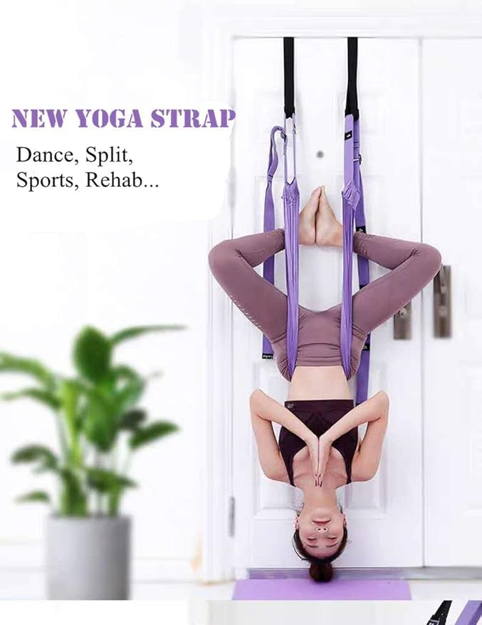 Multi-Purpose Waist Exercise Band - Waist Back Bend Assist Trainer Flexibility & Yoga Stretching Leg Stretcher Strap w/Door Anchor for Dance Gymnastics Training Fitness