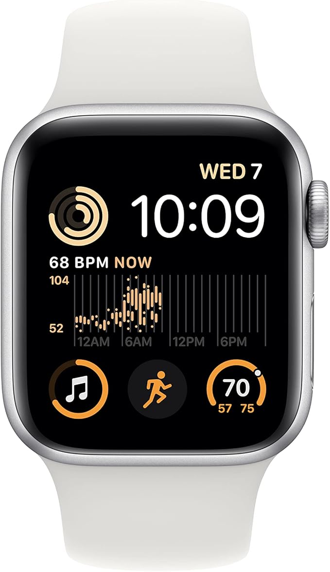 Apple Watch SE (2nd Gen) (GPS, 40mm) - Silver Aluminum Case with White Sport Band, S/M (Renewed)