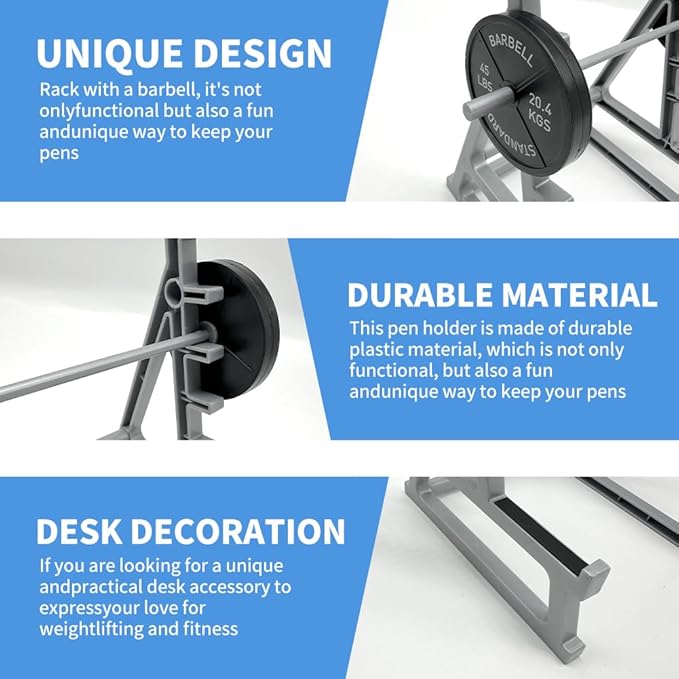 Barbell Rack Pen Holder - Desk Pen Holder for Fitness Enthusiasts and Weightlifting Fans
