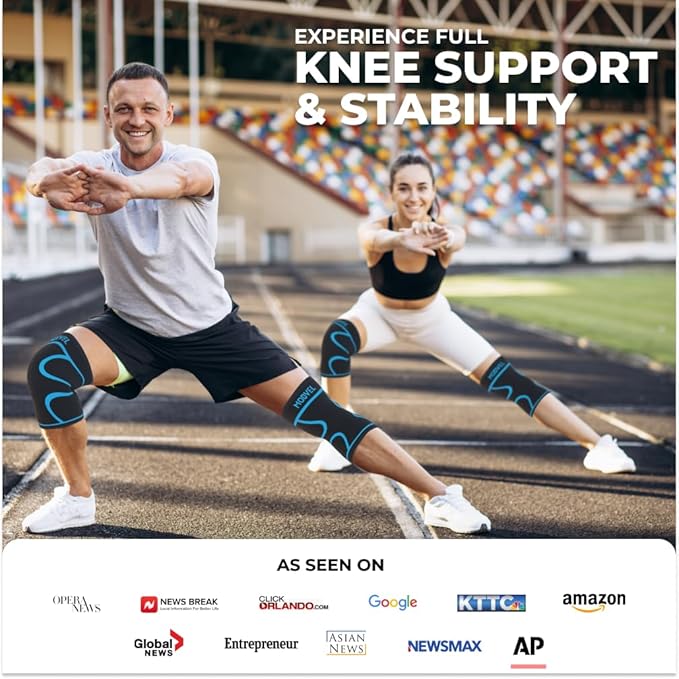 Modvel Knee Braces for Women & Men – 2 Pack Brace Set, Compression Sleeves for Meniscus Tear, ACL & Arthritis Pain Relief, Joint Support and Stability – Blue S
