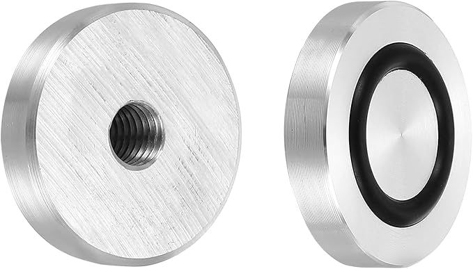 uxcell M8 Thread 30mm / 1.2" Dia 8mm Thick Aluminum Circle Disc Glass Top Adapter 4pcs Round Solid Table Feet Pad Plate Hardware with Anti-Slip Rubber Ring