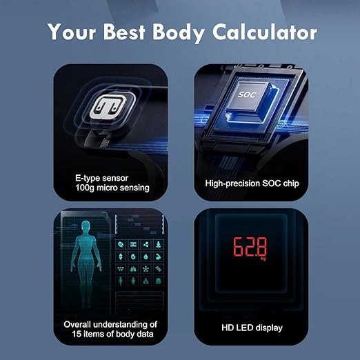 NUTRI FIT Scale for Body Weight and Fat Percentage, Digital Bathroom Smart Bluetooth Scale LED Display, 15 Body Composition Analyzer Baby Weight BMl Health Monitor Sync with App 400lbs - Black