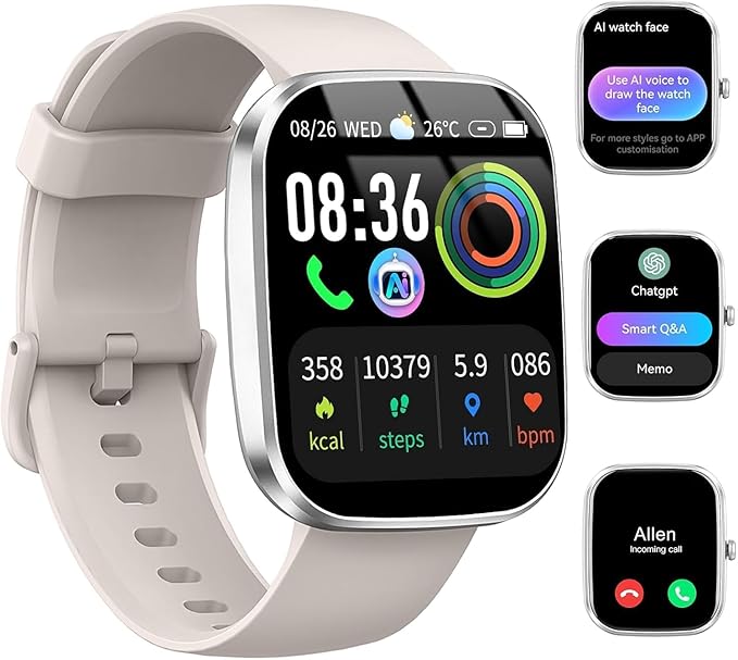 uaue AI Smart Watch with ChatGPT, 1.91" Bluetooth Calling Smartwatch for Men Women, 110+ Fitness Modes Activity Tracker, Sleep/Heart Rate/Calorie Monitor, IP68 Waterproof Step Counter for Android iOS