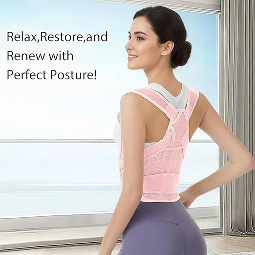 Posture Corrector for Women & Men – Adjustable Back Brace with Full Back Support, Shoulder Straightener for Spine Alignment, Scoliosis, Hunchback & Back Pain Relief (Pink,Small)