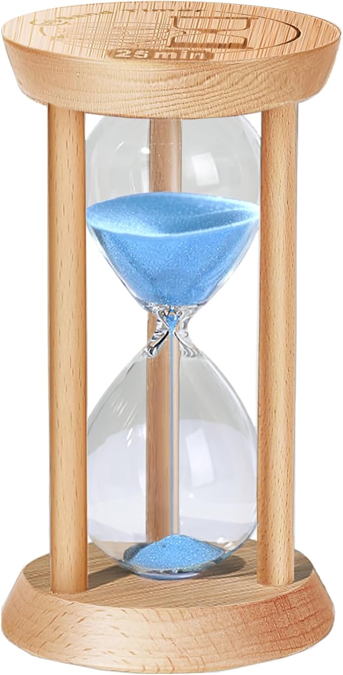25 Minute Sand Timer, 25 Min Wooden Hourglass, Reloj De Arena, Hour Glass Sand Clock Watçh for Home, Office, Decorative, Game, Classroom