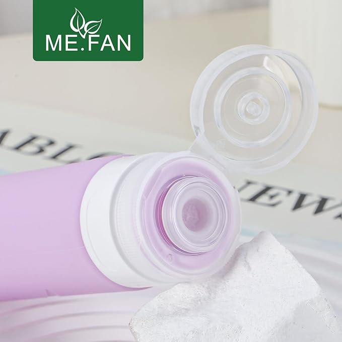 ME.FAN 18 Pack Travel Bottles for Toiletries, TSA Approved Travel Size Containers Set, Silicone Squeezable Portable Split Bottle, Travel Accessories for Conditioner, Shampoo, Lotion - Black/White