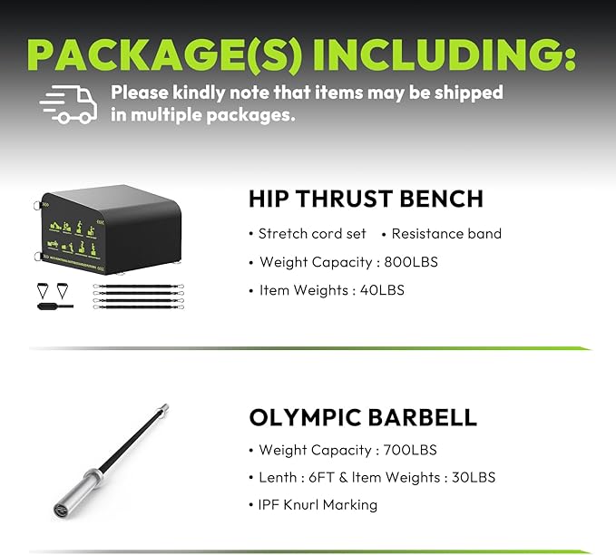 HANDBODE Hip Thrust Bench, Multi-Functional Slip-Free Hip Thrust Machine for Glute Bridge, Box Jump, Push-Ups, Squat, Ab Exercise, Suitable for Home & Gym