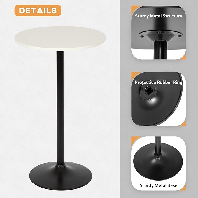 FDW Pub Table 40 Inch Height Cocktail Table Round Bistro Bar Table for Home and Kitchen Dining