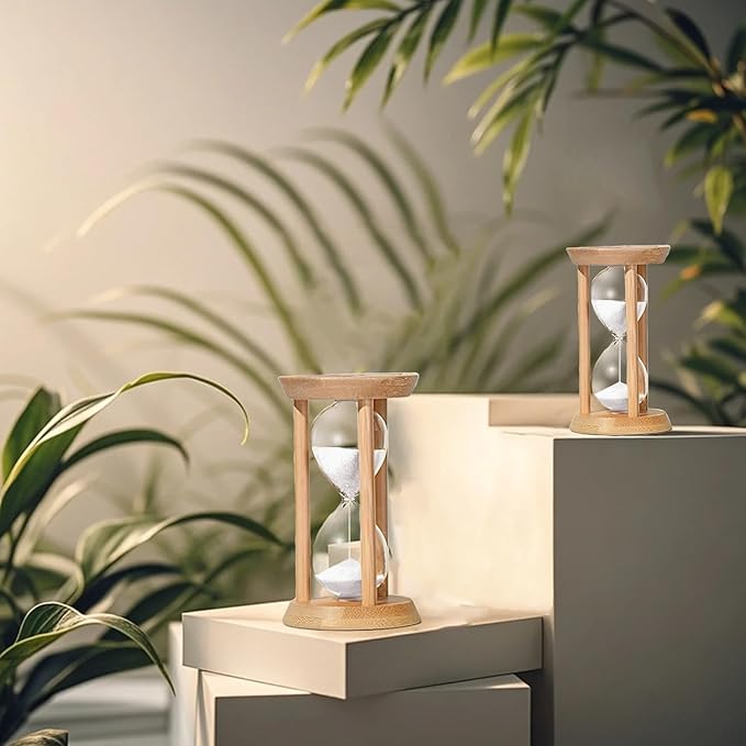 20 Minute Hourglass, Wood Sand Timer, Mini Sand Watch 20 Min,Unbreakable Sandglass, Teachers Classroom Time, Toothbrush Timer, White