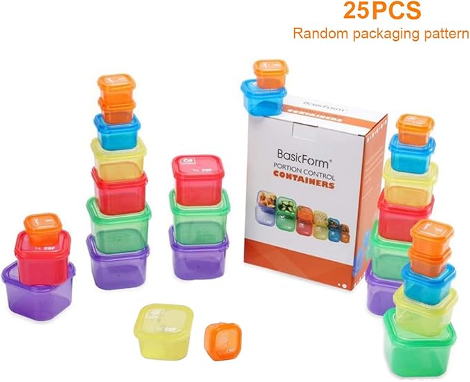 14pcs Portion Control Containers, Color & Icon Coded Meal Prep Kit for Weight Loss & Balanced Diet, Perfect for Fitness, Meal Prep, Work & Travel