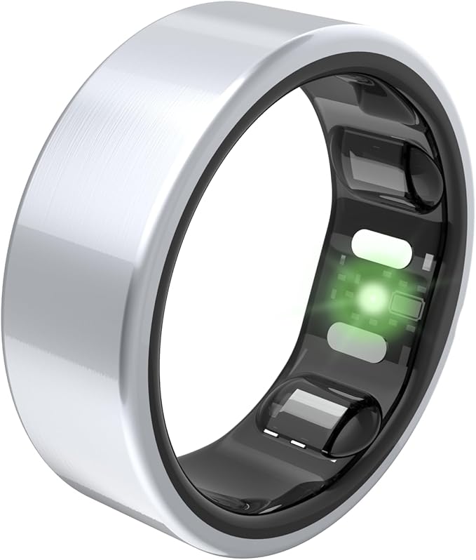 QALO QRNT Slim Smart Ring – Snug Fit – Size Up – Water-Resistant Titanium Fitness Tracker, Tracking for Sleep, Steps, HRV, Women’s Health, No Subscription Fee, iOS & Android Compatible (Silver, 08)
