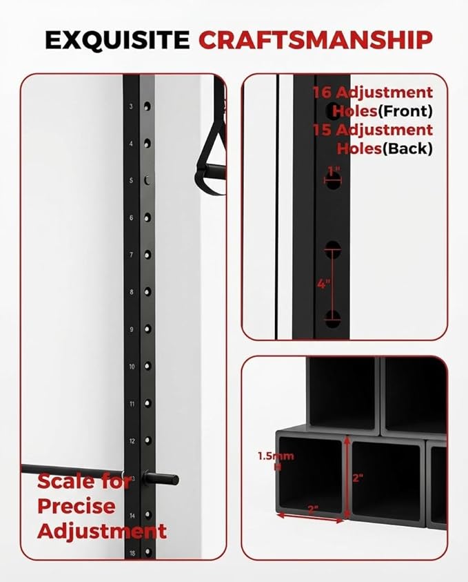 Power Cage with LAT Pulldown & Cable Crossover System, 2000LBS Multi-Functional Power Rack, All-in-1 Weight Cage Home Gym with Adjustable Pulley System, Squat Rack for Garage, Home