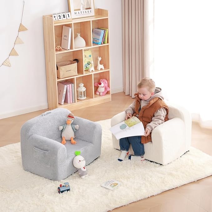 Toddler Chair Plush Kids Couch, Comfy Kids Sofa Toddler Lounger Chair for Bedroom, Convertible Toddler Couch for Girls and Boys, Reading Chair for Kids