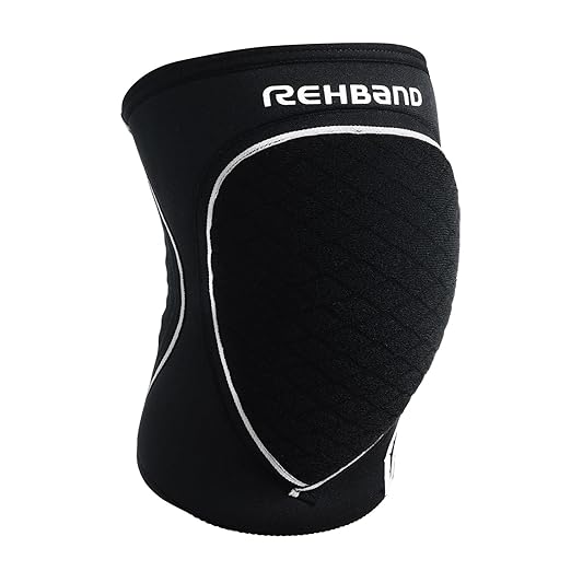 Rehband Knee Pads for Volleyball, Handball & Indoor Sports, Neoprene Knee Sleeve Protector, Comfortable & Snug Fit, Shock-absorbing Sports Knee Pads Unisex, Colour:Black, Size:Large