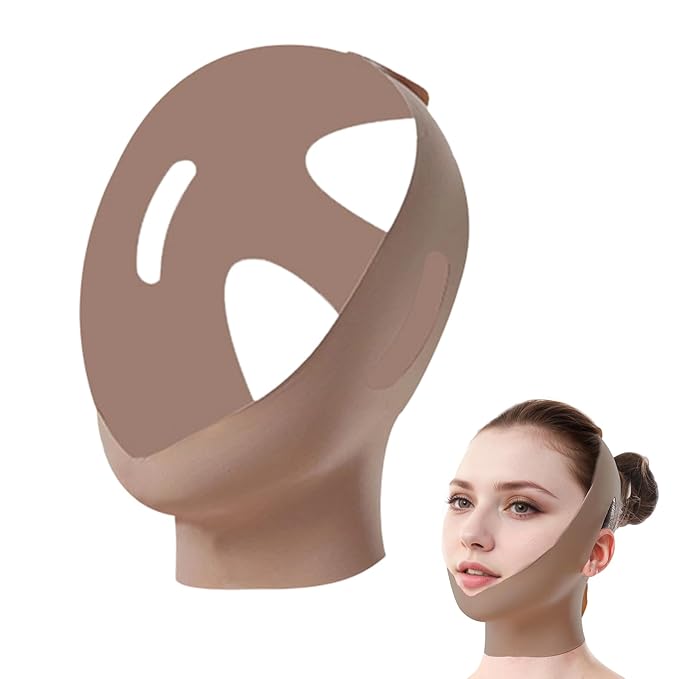 Face Strap, Face Lift Belt Face V Line Lifting Mask, Chin Up Half Face Covering Lift Brown ﻿