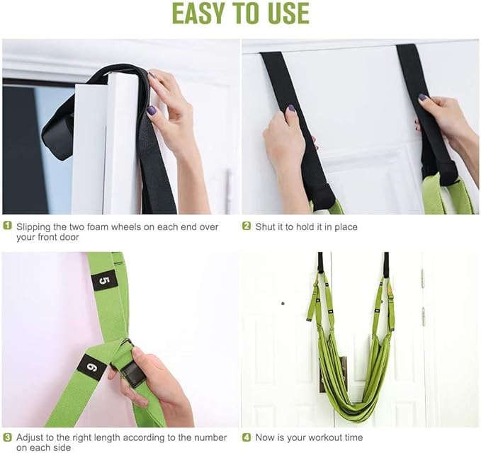 Multi-Purpose Waist Exercise Band - Waist Back Bend Assist Trainer Flexibility & Yoga Stretching Leg Stretcher Strap w/Door Anchor for Dance Gymnastics Training Fitness