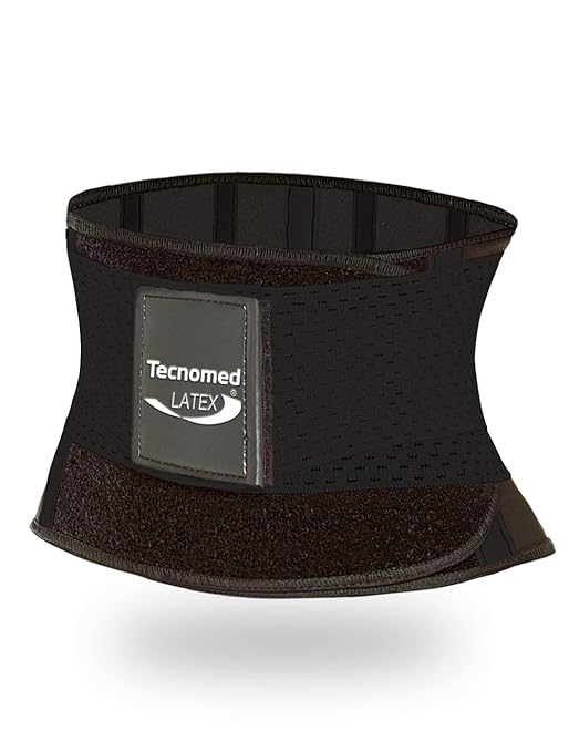 Tecnomed Back Support Belt for Men & Women - Latex Lumbar Support Back Brace for Lower Back Pain Relief, Sciatica, Herniated Disc -All Day Comfort & Support for Work, Gym and Play Black