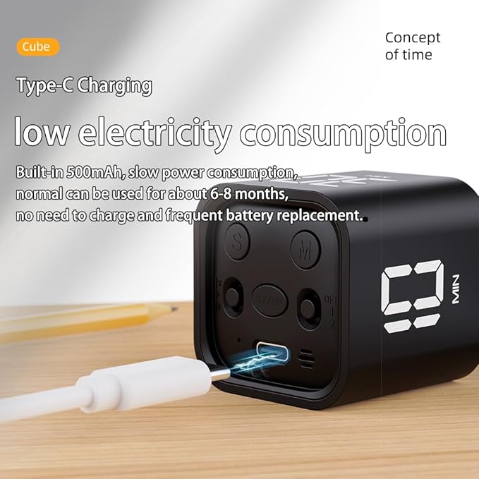 EooCoo Digital Timer Cool Stuff Gadgets, Gravity Pomodoro Cube Rotation, Countdown Productivity Kitchen Timer 5/10/30/60 Mins for Meeting Study Back to School Gift, ADHD Tools, Office Desk Decoration