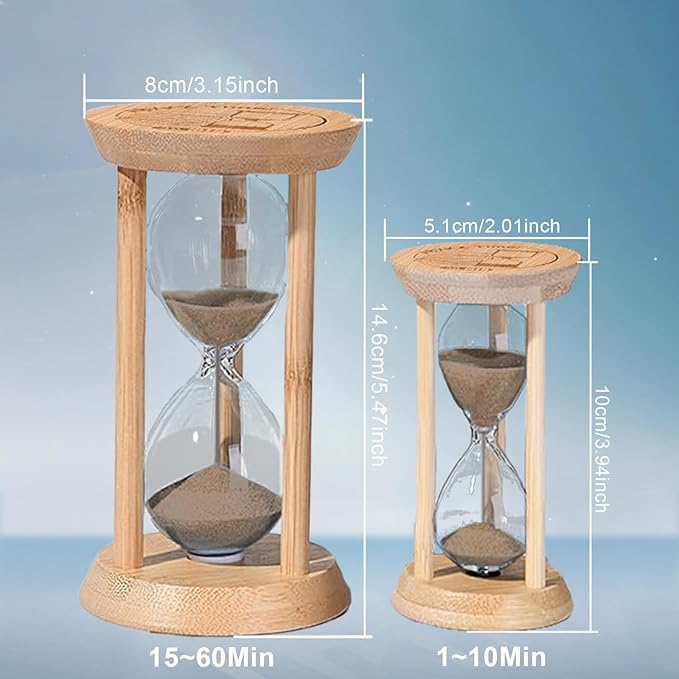 Wood Sand Timer,60 Minute Hourglass,Men's Office Desk Decoration for Toothbrush Timer,Cooking,Baking,Game, Gift Brown Sandglass,Mini Sand Watch,Reloj de Arena 60 Minuto
