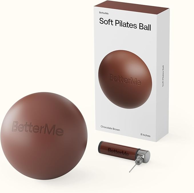 BetterMe Soft Pilates Ball – 8 Inch Mini Exercise Ball for Pilates, Yoga & Core Training – Small Stability Ball for Women – Portable Workout Tool