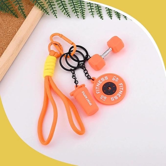 Fitness Gym Keychain Mini Dumbbell Weight Plate Sport Bottle Charm Motivational Gift for Gym Lovers Coaches Women Men