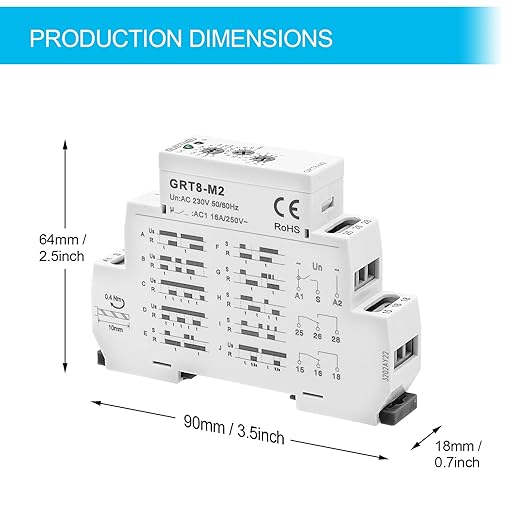 Relay 12V, Timer Relay Delay Off Trigger, Off Delay Timer with 10 Function Choices, Wide Voltage Multifunctional Relays for Electric Appliances, XS-SJ-M2-AC 230V, 35mm DIN Rail Mounting