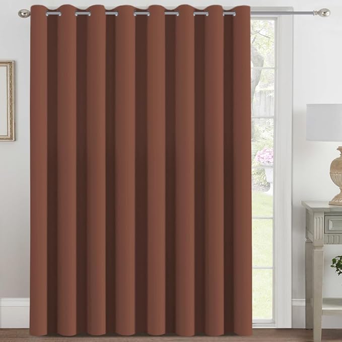 H.VERSAILTEX Blackout Patio Curtains 100 x 108 Inches for Sliding Door Extral Wide Blackout Curtain Panels Thermal Insulated Room Divider - Grommet Top, 9' Tall by 8.5' Wide - Washed Spice
