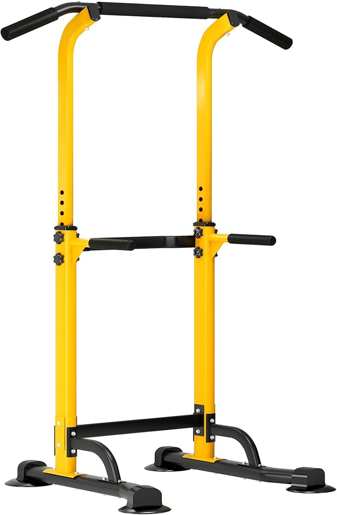 DlandHome Power Tower Pull Up Dip Station Multi-Function Fitness Equipment for Strength Training Adjustable Height Dip Stand for Home Gym