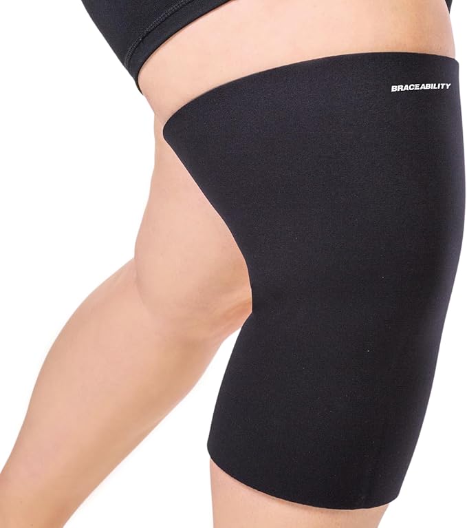 BraceAbility Plus Size Neoprene Knee Sleeve - 4X Knee Compression Sleeve for Large Legs and Big Thighs, Arthritis Joint Pain and Support Knee Brace for Obese - Fits Men and Women (4XL Wide Calf)